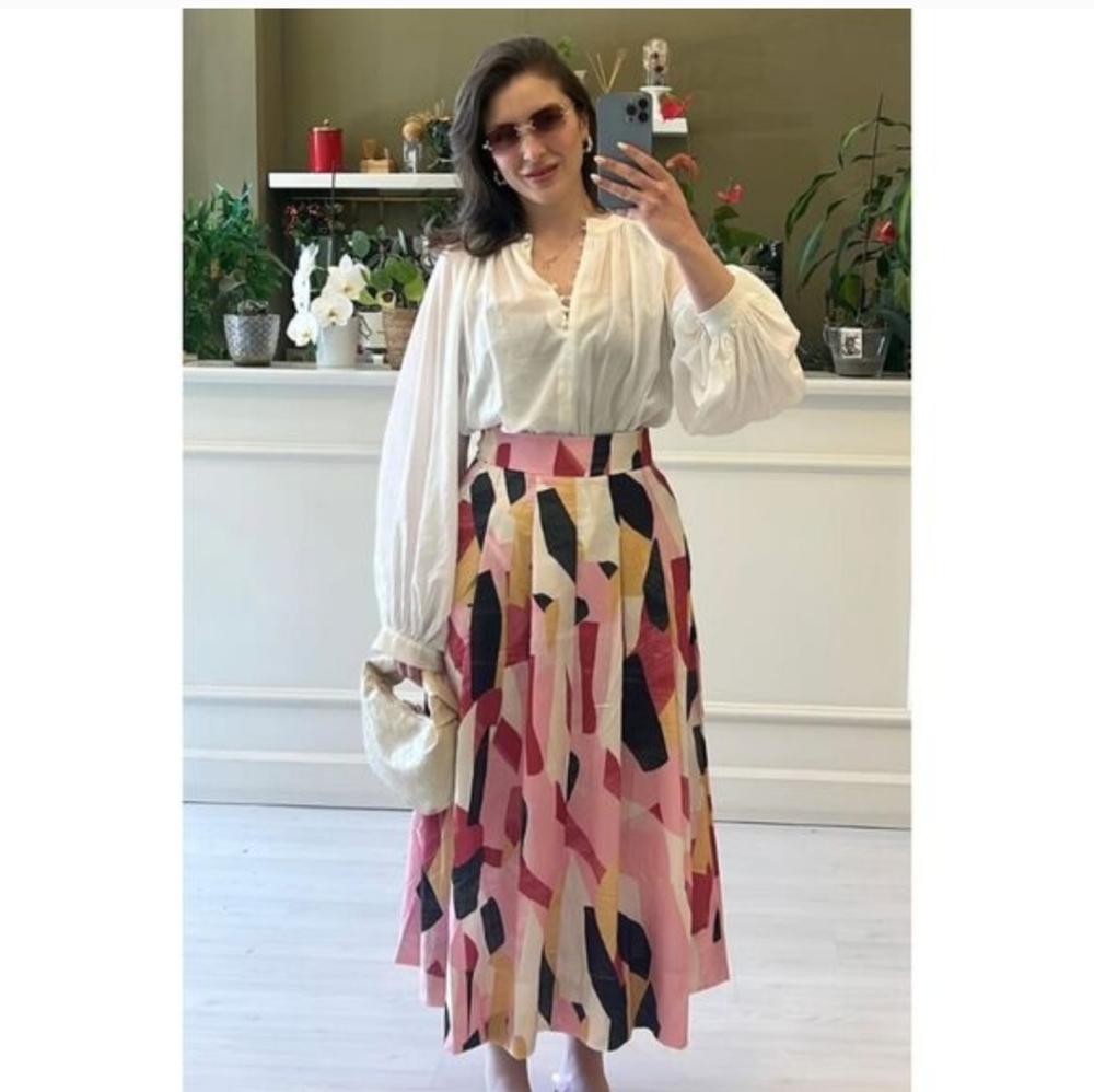 PRINTED MIDI SKIRT ZW COLLECTION SIZE S - Picture 5 of 10